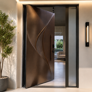 Luxury Aluminum Pivot Entrance Door with Large Panel Design Modern Thermal Insulation for Villa and Apartment Projects