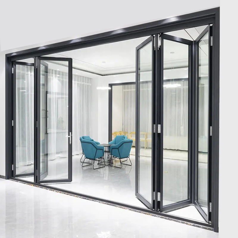Heavy Duty Aluminum Alloy Folding Glass Door for Terrace Balcony Kitchen