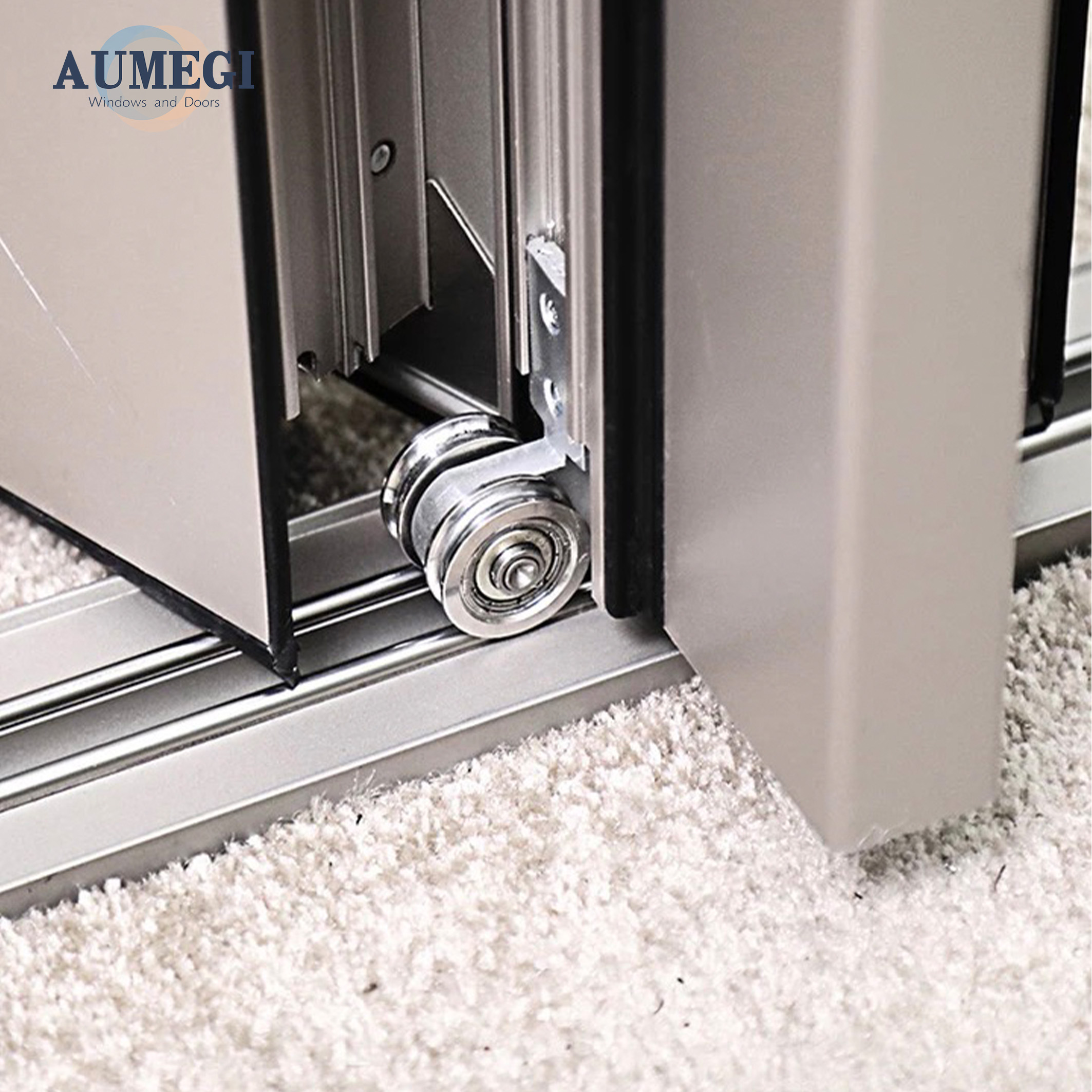 Aumegi Windproof Folding Aluminum Frame Glass Stack Bifold Door Concertina Folding Door Bifold Patio Doors