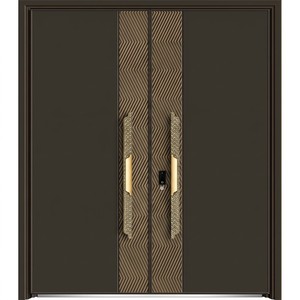 Luxury Cast Aluminum Double Door Chocolate Brown Anti-Rust Anti-Corrosion Aluminum Alloy Entry Custom