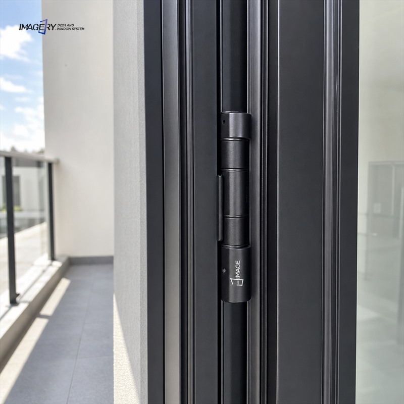 Aluminum Hinged Door Double Glazed Tempered Glass Waterproof Screen for House Front Entrance Building Residential
