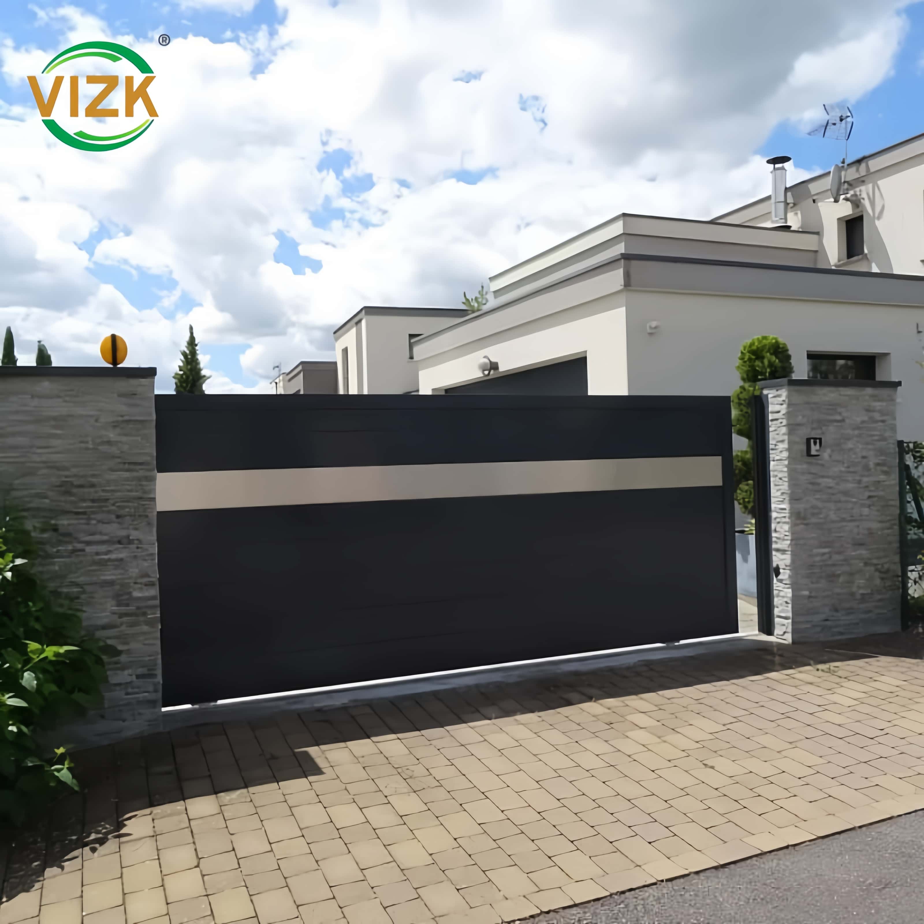 Solid Aluminum Entry Gate Modern House Entrance Security Door Powder Coated Outdoor Durable Build