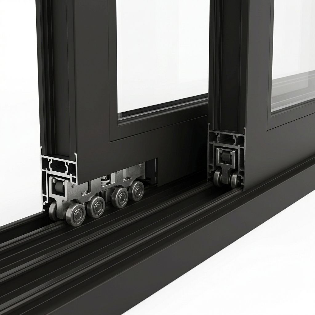 Floor-to-Ceiling Super Slim Sliding Glass Door Six Panel Screen Mesh Full Height Panoramic Clear Tempered Aluminum Frame