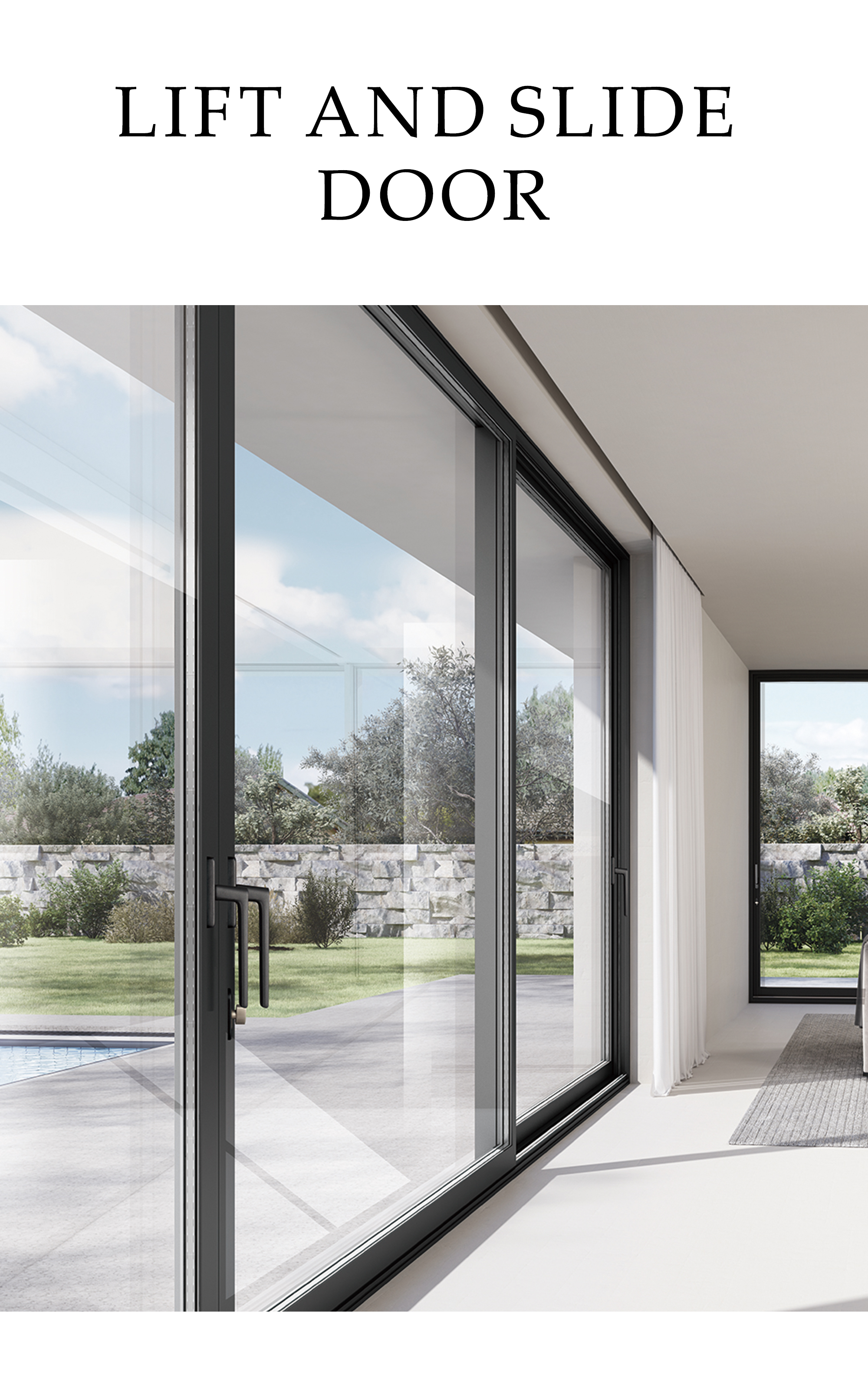 Waterproof Sliding Panoramic Double Glazed Tempered Glass Sliding Door Glass Design Patio Aluminum Sliding Doors with Big Handle