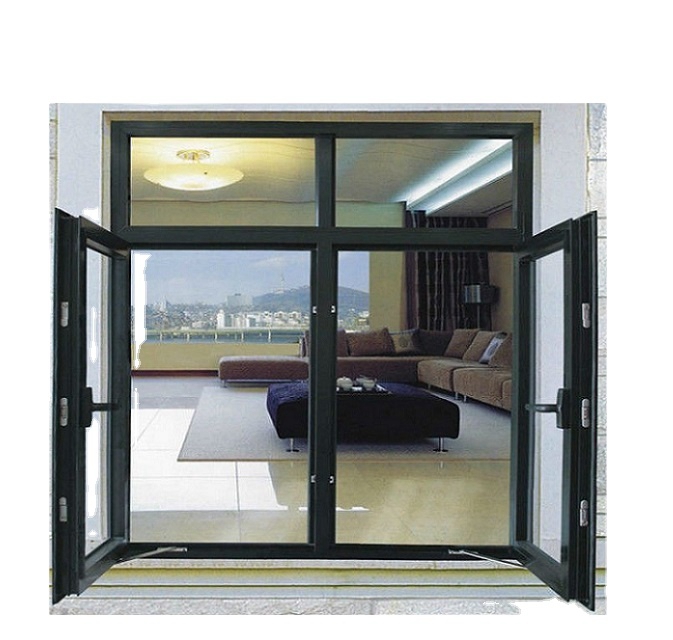 Fuson Window Fix Inward Opening Casement Glass Replacement Window Residential White French Aluminum Double Glass Casement Window