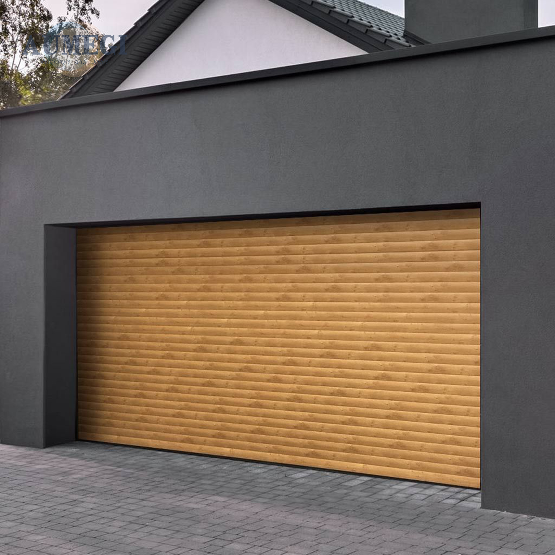 AUMEGI Soundproof Design Wholesale Garage Doors Insulated Slats UV-Resistant Paint Crystal Rolling Door