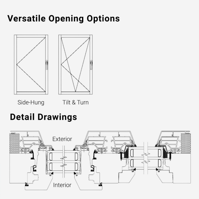 Aluminum Clad Wood Windows Triple Glazed Low-E Glass PHI Certified Energy Star Rated Soundproof for Living Room