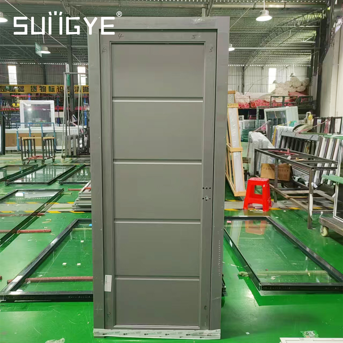SUNGYE Factory Direct Solid Aluminum Doors Simple Design Exterior Aluminum Door with High Strength Soundproof Honeycomb Panel