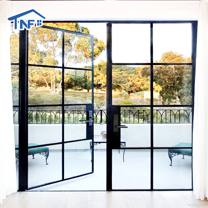 Modern Interior Aluminium Glass Arched French Doors NFRC Casement with Manual Opening Finished Surface