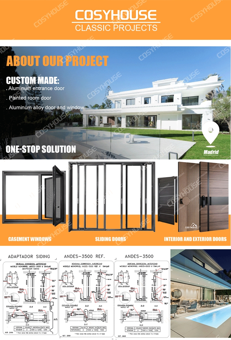 Custom Aluminum Entrance Door Exterior Aluminum Front Door for Villa House Apartment Project