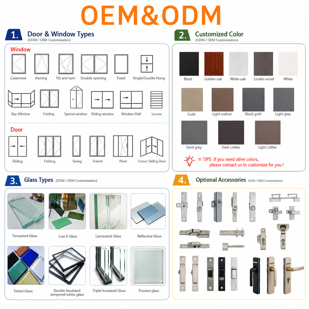 Modern Design Aluminum Double Swing Door Commercial Patio Entrance Doors