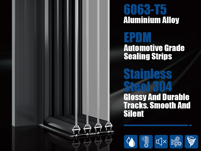 Brief Design Ultra Narrow Edge Single Glass Aluminium Smooth Sliding Door Kitchen Sliding Door