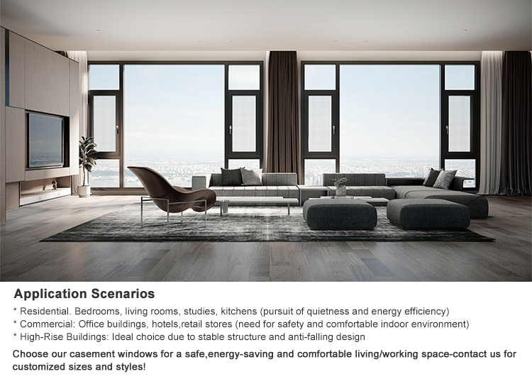 Thermal Break Tilt Turn Aluminum Windows with Double Glazed Glass, Aluminium Window Inward Opening for Houses Soundproof