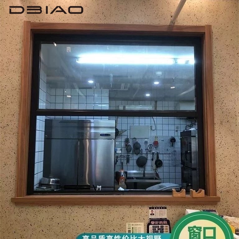 Black Frame Aluminum Vertical Sliding Glass Window Durable Windproof Kitchen Modern Minimalist Aesthetic Double Hung Window