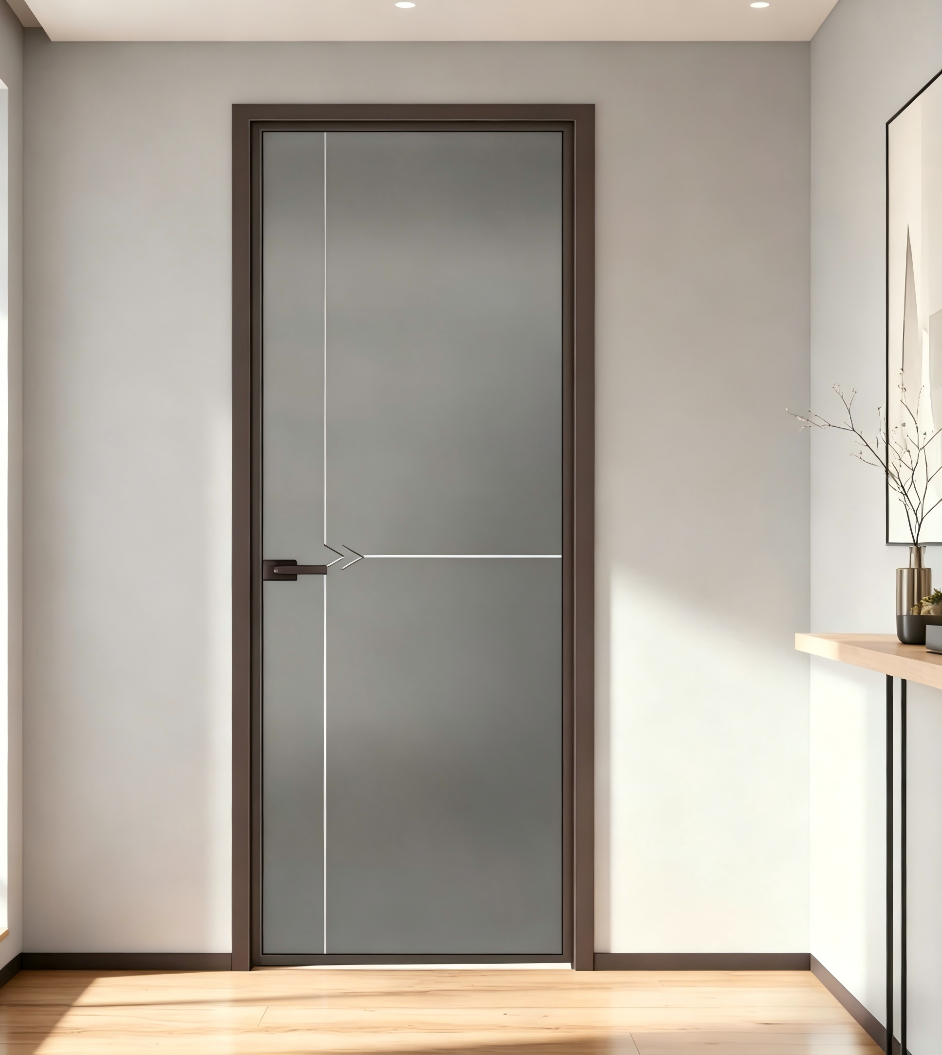 Modern Swing Hinge Bathroom Doors Aluminum Frame Tempered Glass Eco-Friendly for Easy Clean Hotel Apartment Use