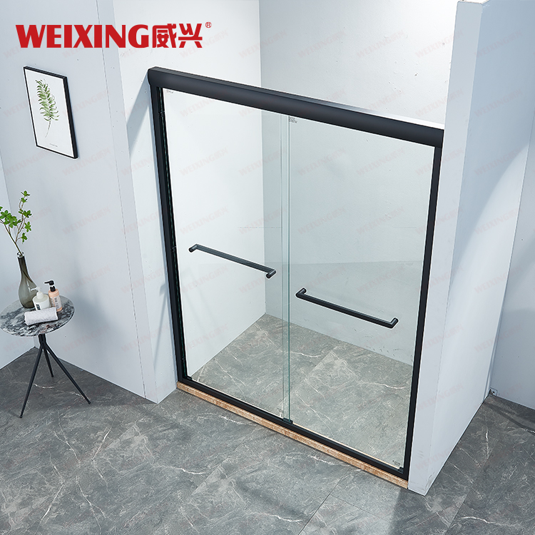 Good Quality Modern Aluminum Alloy Hotel Home Bathroom Tempered Glass Framed Double Sliding Shower Door