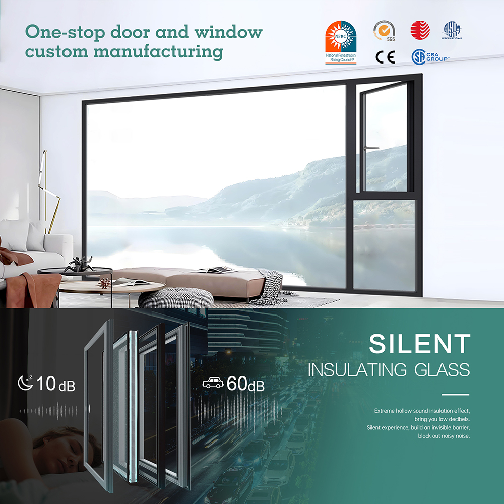 SUNGYE Urban Panorama Concealed Sash Slim Frame Low-E Double Tempered Acoustic Thermal Break Aluminum Casement Windows