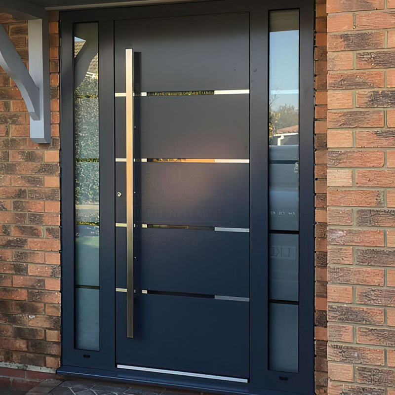 Lukliving New Design Wrought Aluminum Entry Doors Customize Exterior Entrance Pivot Door Cheap Price Exterior Doors