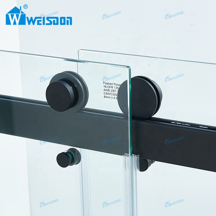 Weisdon Walk in Stainless Steel Frameless Double Sliding Tempered Glass Shower Door