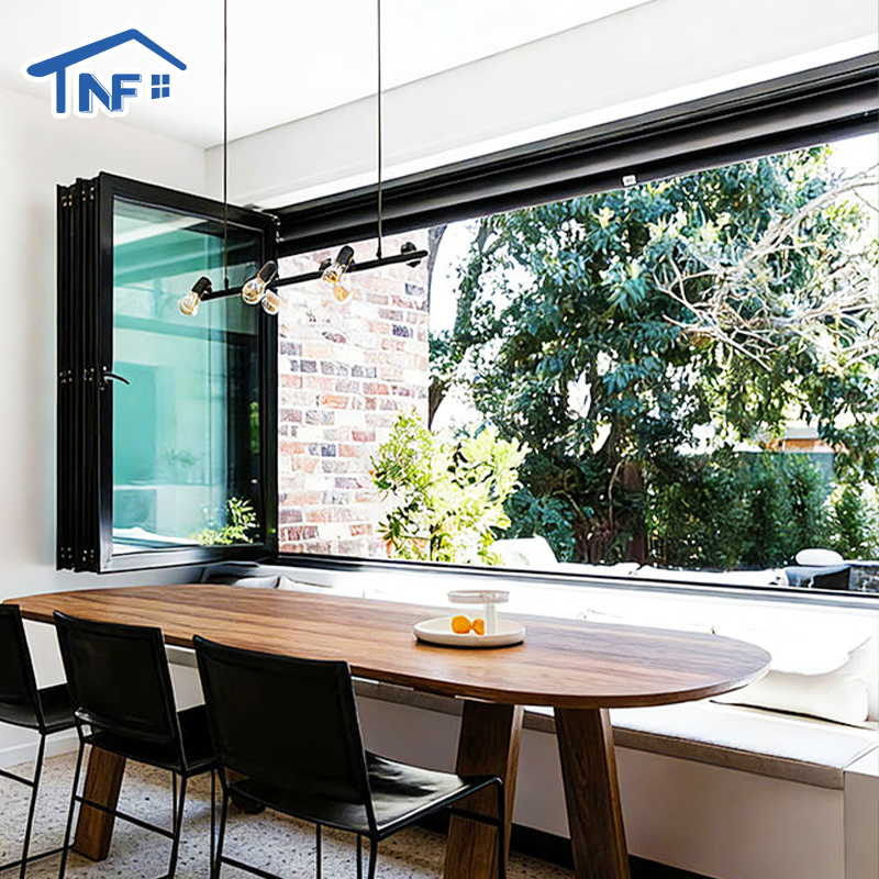 Modern Home Aluminium Tempered Glass Bi-Folding Windows Horizontal Local Window With Aluminum Alloy Frame Bifold Window Design