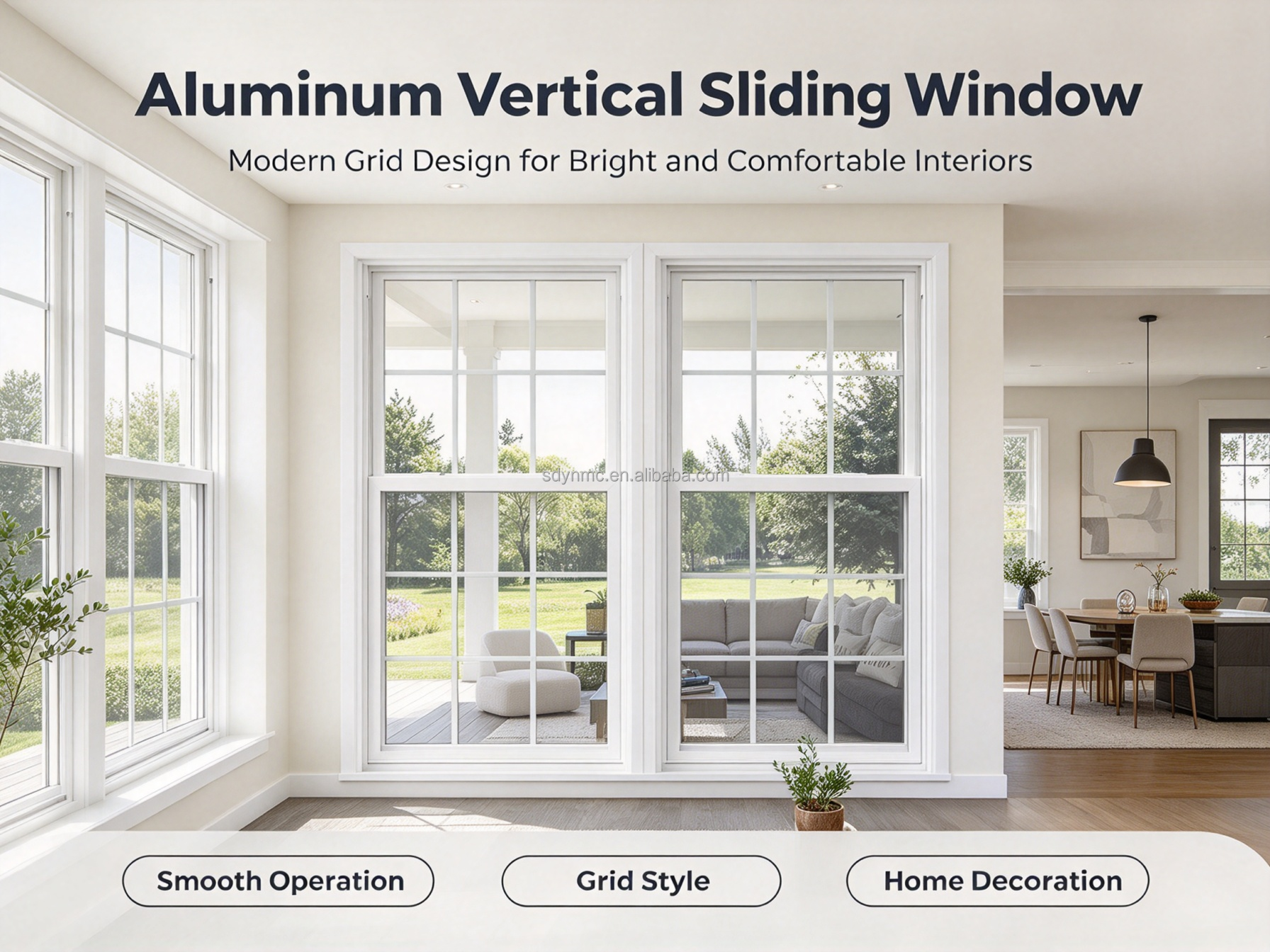 Energy Saving Double Hung Window, LowE Insulated Glass Vertical Sliding Window for Home Replacement