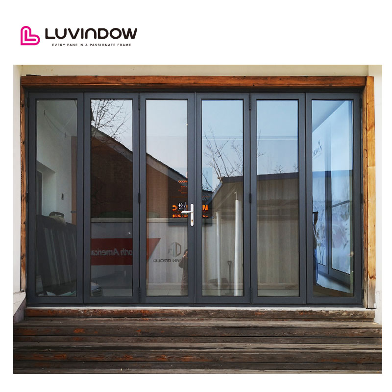 Soundproof Aluminium Laminated Flush Bi-fold Stacker Door Aluminum Frame Glass Door Bifold Doors Aluminium Folding Patio