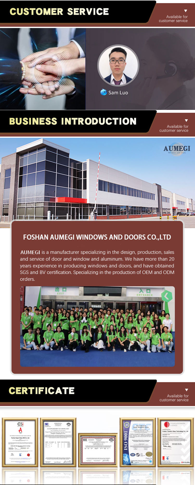 Sliding door profile section view