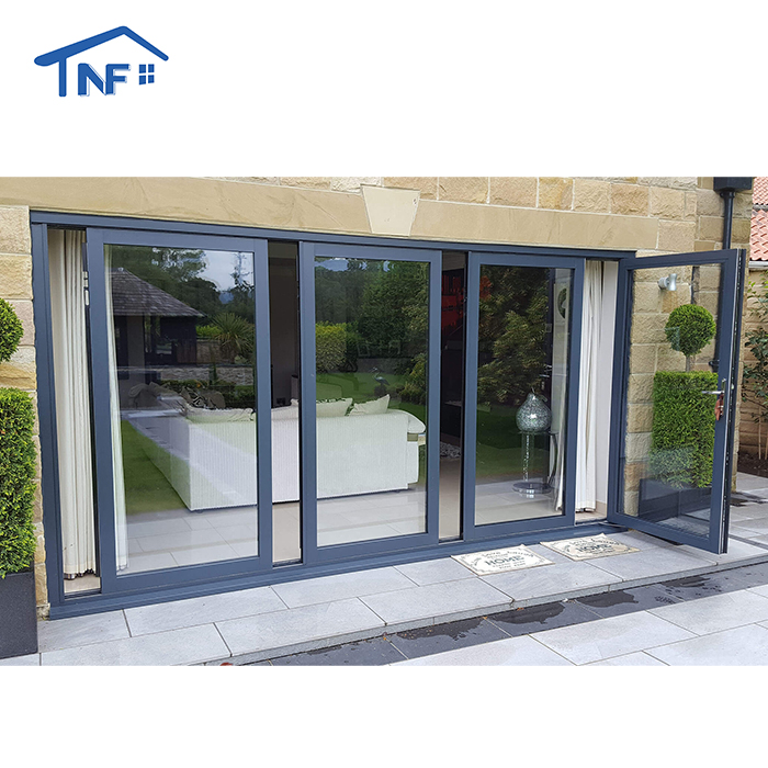 Custom Aluminium Exterior NFRC AS2047 Waterproof Double Low-e Glass Patio Bifold Sliding Swing Panoramic Doors For Home Garden