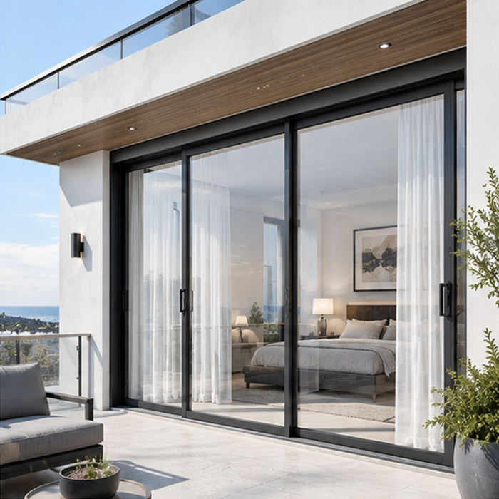OEM Custom Aluminum Sliding Glass Doors Heavy Duty Windproof Soundproof Thermal Insulation Balcony Doors for Residential