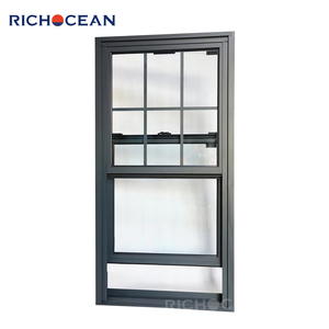 RICHOCEAN Factory Custom Black Aluminum Double Hung Windows Double Pane Insulated Tempered Glass Window