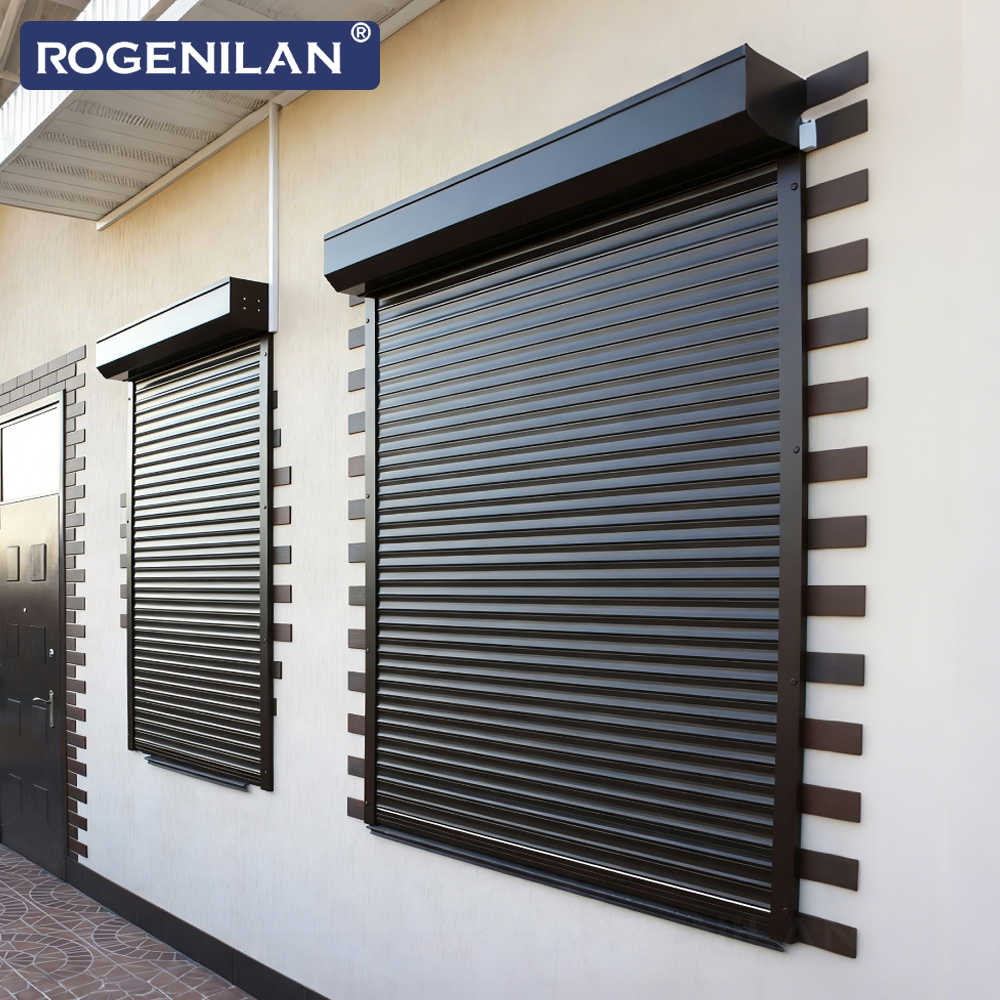 ROGENILAN Hurricane Impact Aluminum Security Rolling Windows Vertical Electric Roller Shutter Window for Exterior