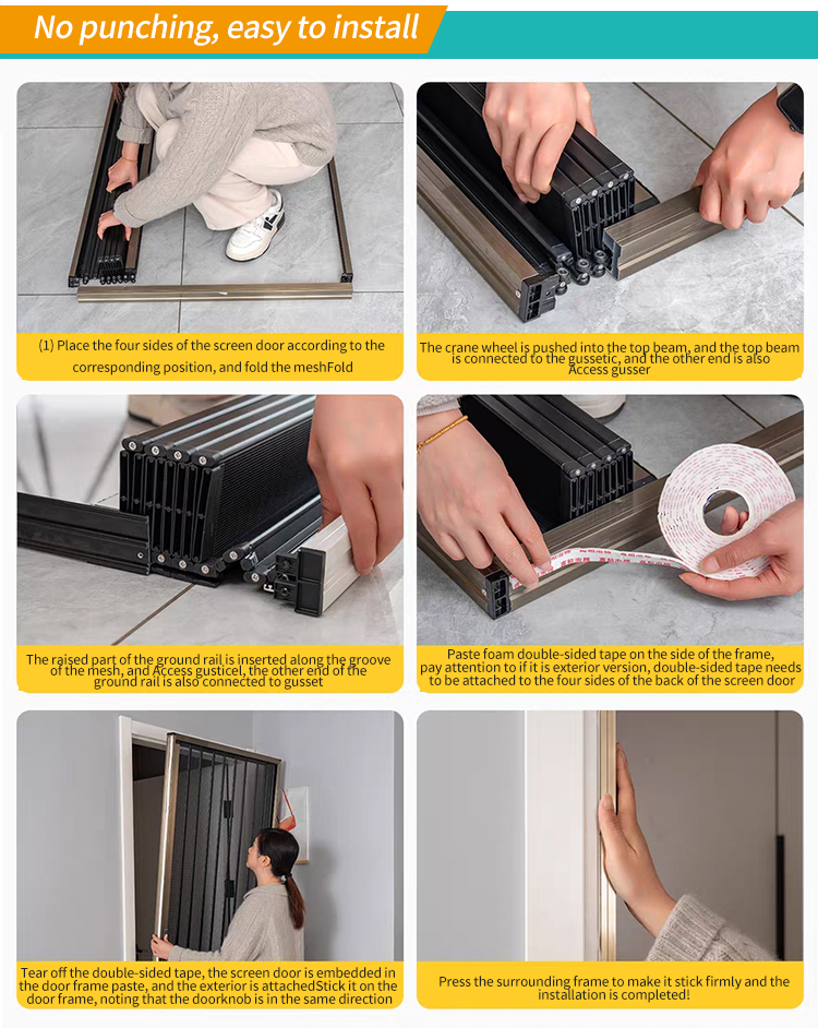 Diamond Mesh Folding Diamond Mesh Sliding Mosquito-proof Aluminum Alloy Entrance Door, Anti-theft Main Door, Screen Window Door