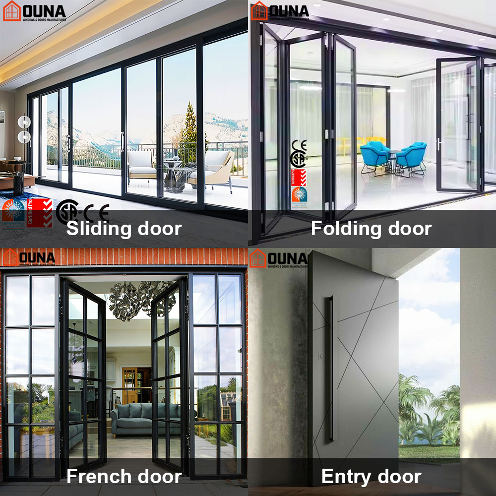 OUNA Windproof Double Glazed Aluminium Windows Hurricane Impact Proof Low-E Glass Aluminum Sliding Window With Mosquito Net
