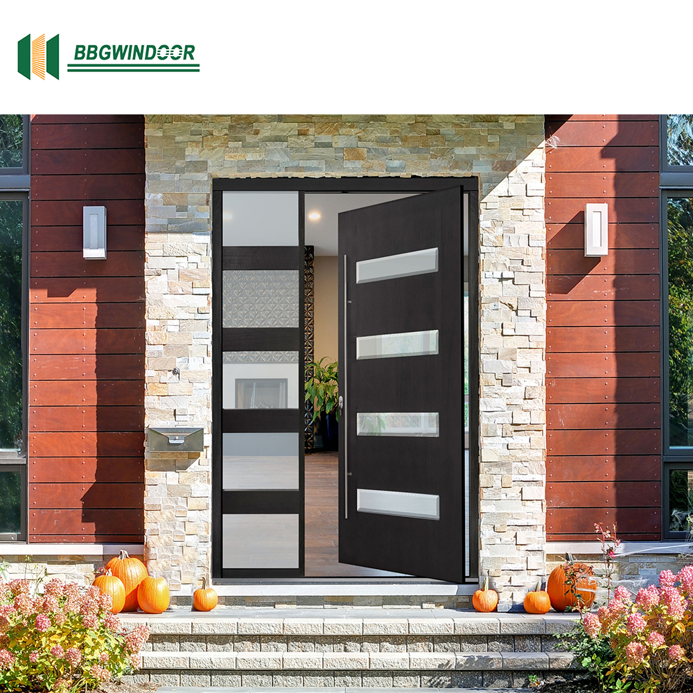 Lukliving New Design Wrought Aluminum Entry Doors Customize Exterior Entrance Pivot Door Cheap Price Exterior Doors