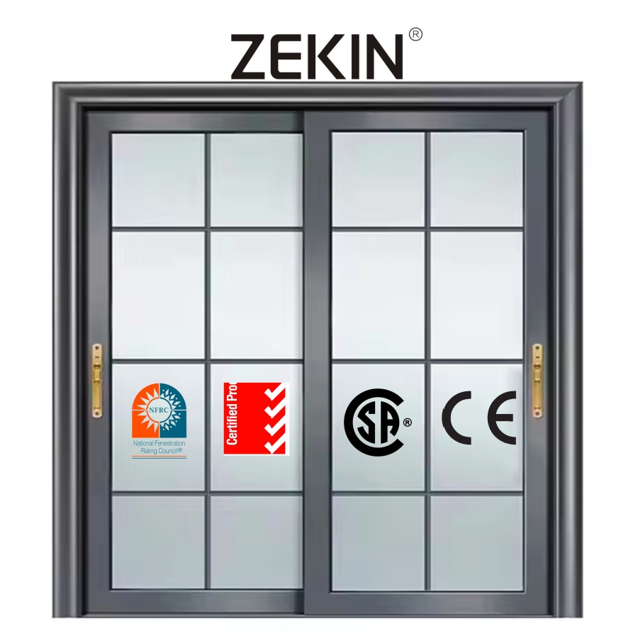 ZEKIN Sliding Windows Thermal Break Safety Grille Aluminum Frame Double Glazing Low-E Glass Window for Balcony Patio Custom Size