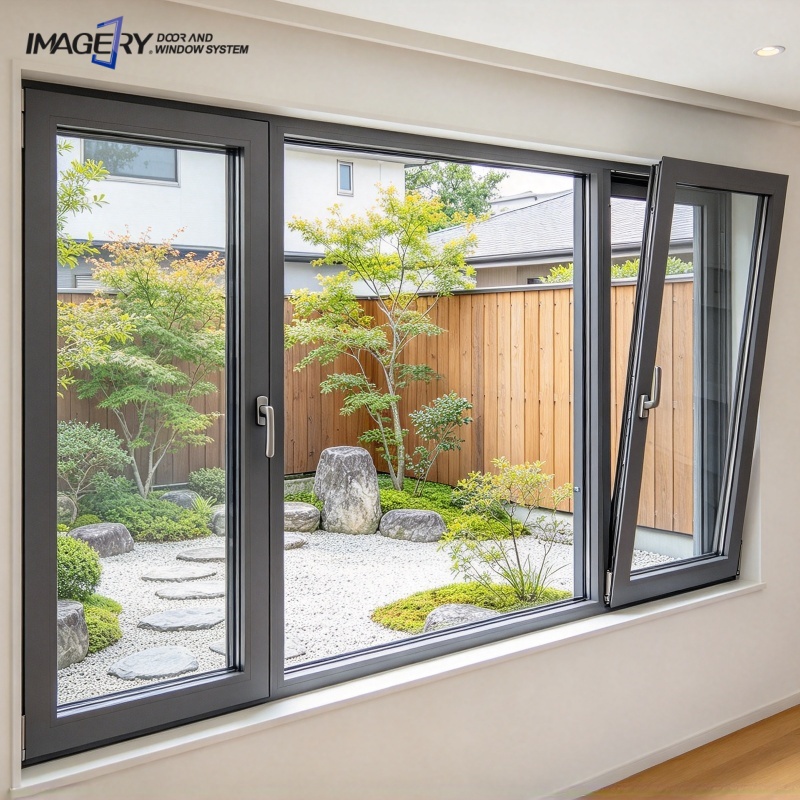 Economical Aluminum Tilt and Turn Window Tempered Glass with Screen Option for Construction Project