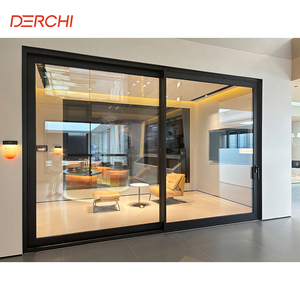 DERCHI Wholesale Price Modern Design Powder Coated Aluminium Frame Patio Door Aluminum Double Glass Pocket Hidden Sliding Doors