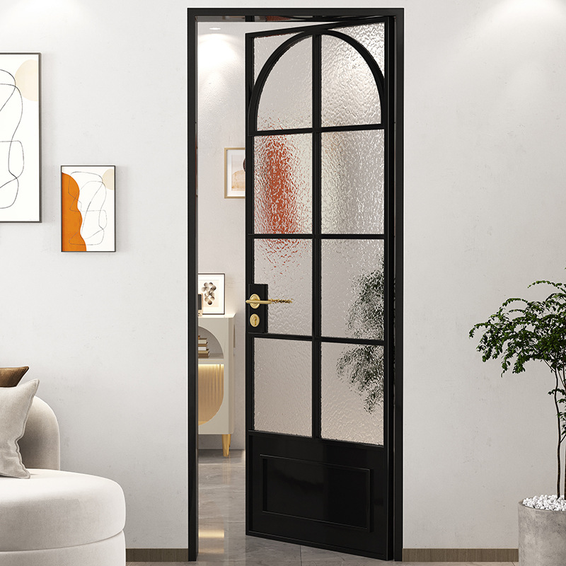 Luxury Arched Glass Sliding Door Slim Frame Metal Alloy Interior Pocket Door
