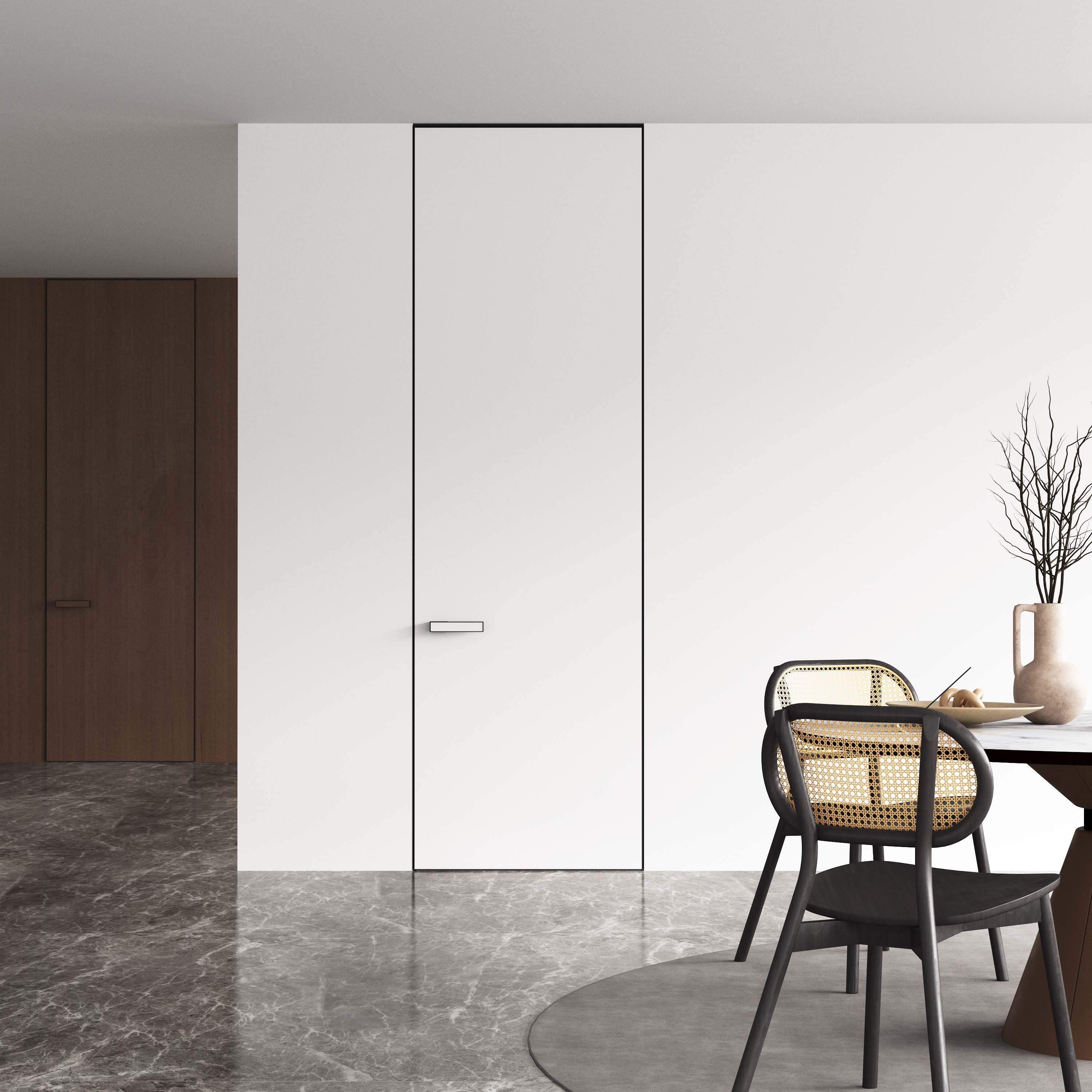 Modern Aluminum Wooden Flush Frameless Interior Bedroom Door Invisible with Hidden Frame Finished Surface Windproof Feature