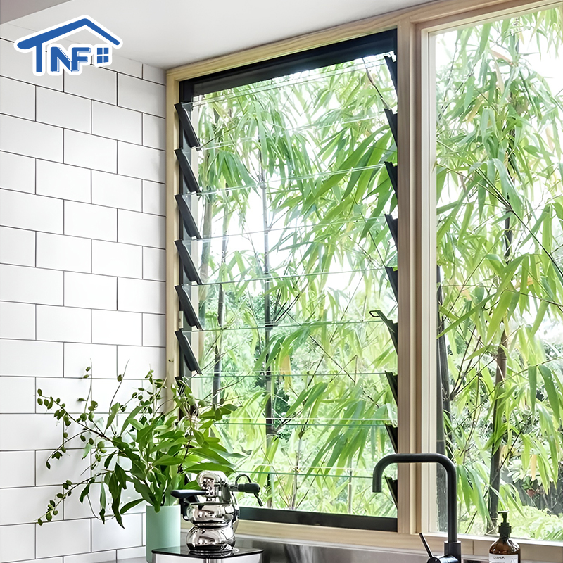 Latest Design Modern Style Vertical Aluminum Louver Window Double Tempered Glass EPDM Rubber Seal Stainless Steel 5-Year