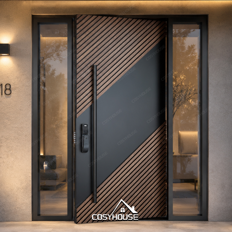 Custom Cast Aluminum Thermal Break Front Entry Door Modern Exterior Security Entrance Door for House Villa