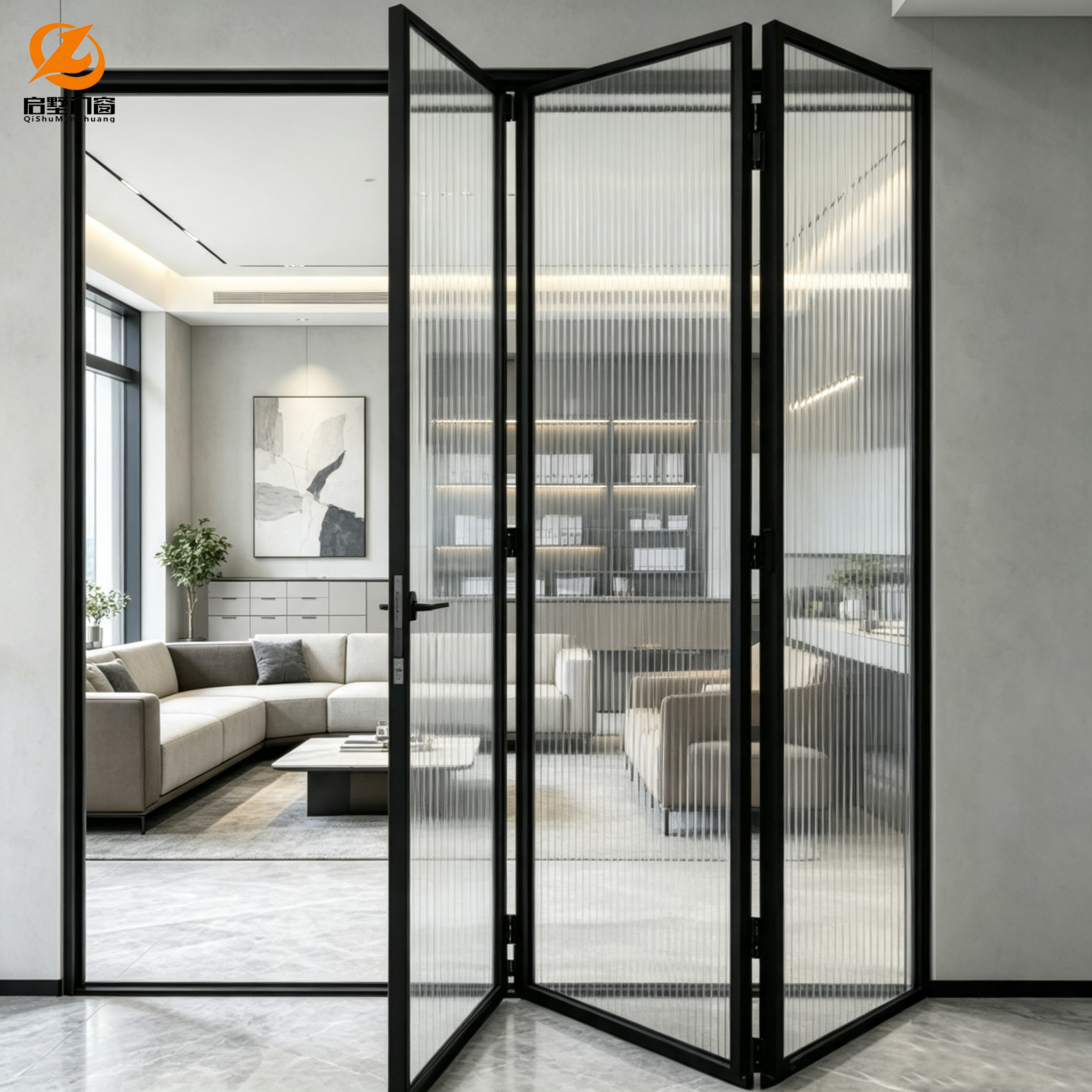 Aluminum Folding Doors Bi-fold Glass Patio Sliding Exterior Front Entry Folding Door Aluminum
