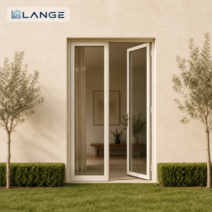 LANGE French Modern Design Aluminum Frame Glass Safe Double Tempered Swing Door