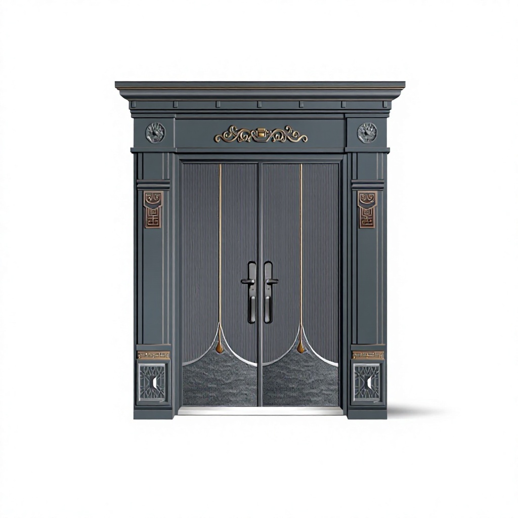 Luxury Cast Aluminum Double Door Chocolate Brown Anti-Rust Anti-Corrosion Aluminum Alloy Entry Custom