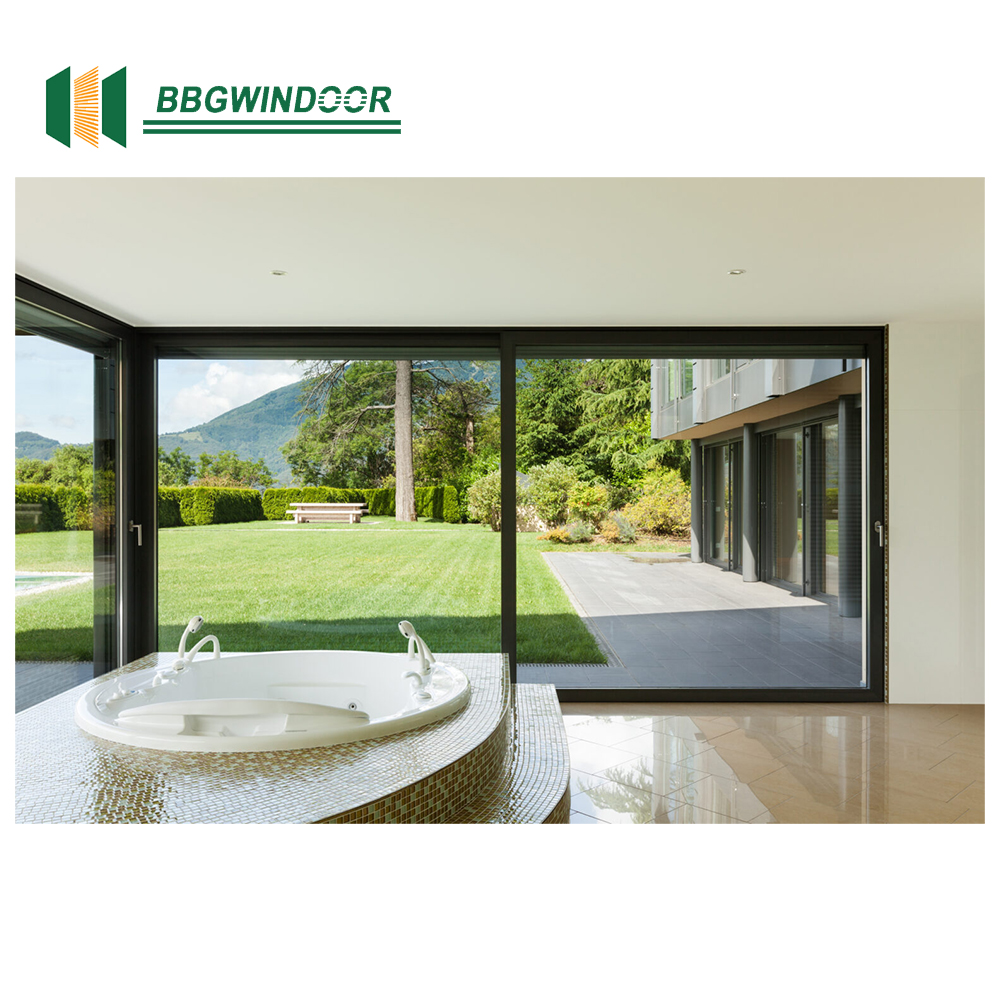 Lukliving Factory Direct Selling High Quality Exterior Double Glass House Back Sliding Doors Courtyard Door