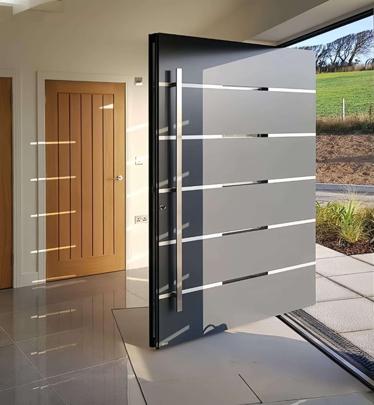 Luxury Villa Apartment Entry Anti-theft Aluminum Front Exterior Door Electric Side Opening Modern Design for Residential Use