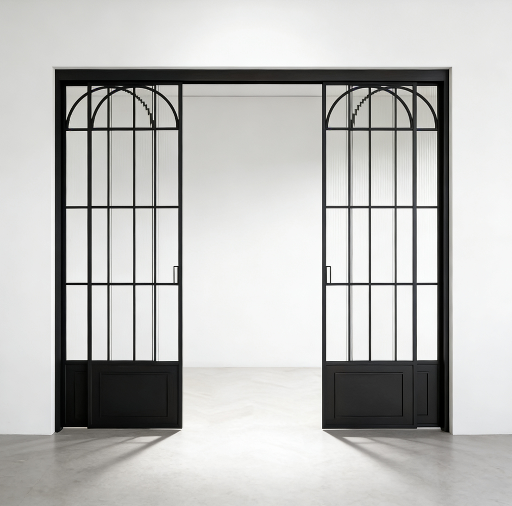 Minimalist Double Glazing Tempered Glass Cream Aluminum Sliding Door for Bedroom Kitchen Bathroom Villa Hotel Hospital Use
