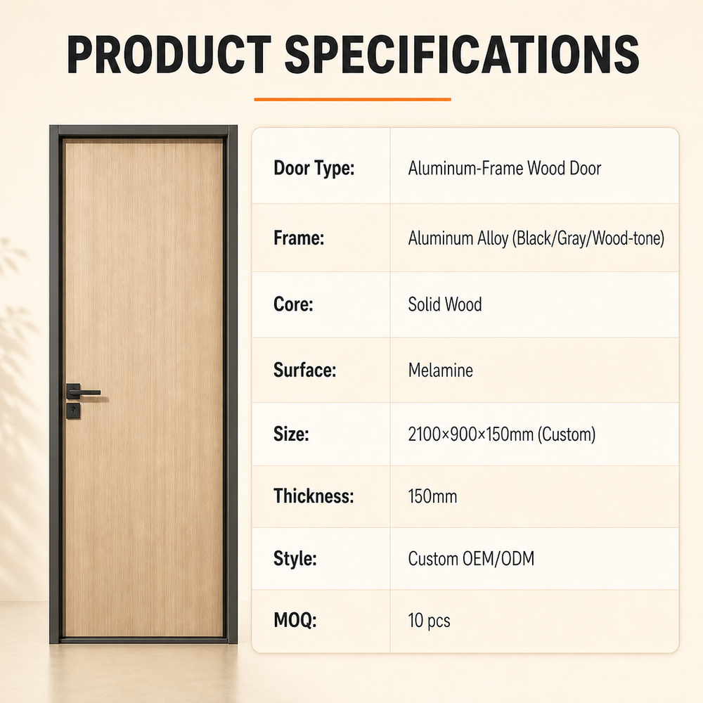 Luxury Aluminum Clad Wood Doors Environmental Friendly and Fire Retardant with Melamine Faced Board for Apartment and Villa