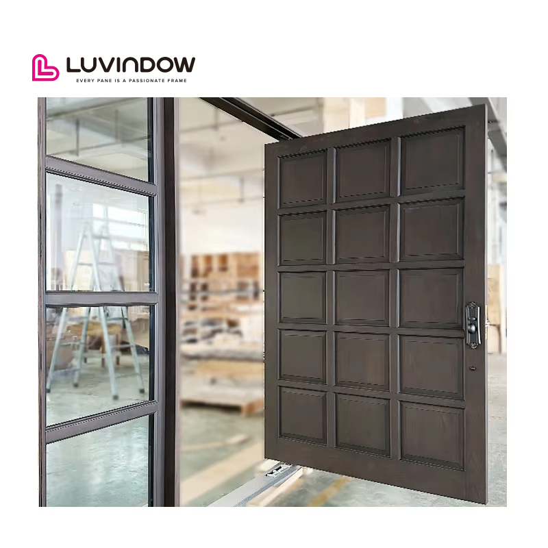 Modern Minimalist Aluminum Composite Patio Door Insulated Entry with Glass Pivot Style for Outdoor Use Fiberglass Screen Netting