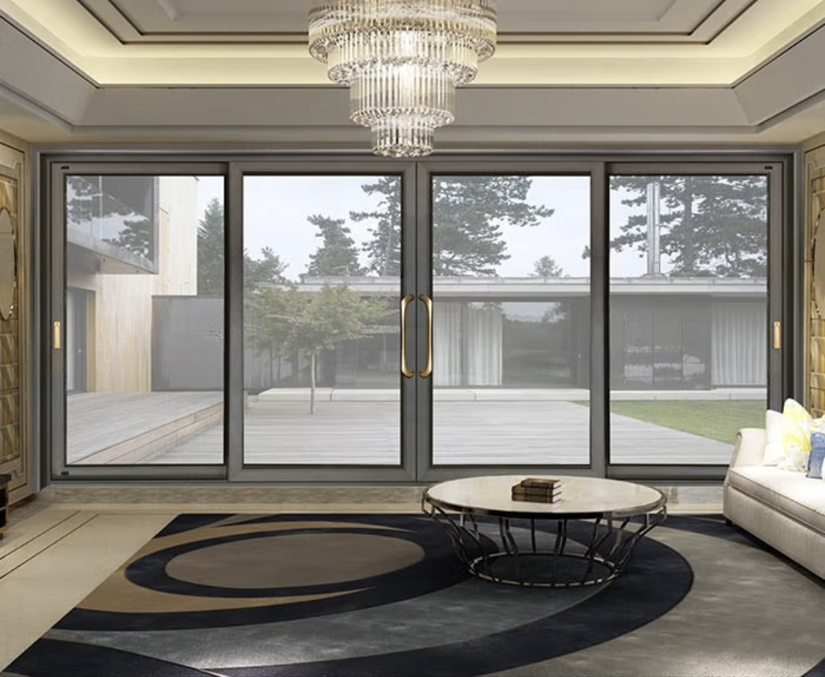 Commercial Modern Design Shop Villa Patio Tempered Glass Aluminum Alloy Sliding Door